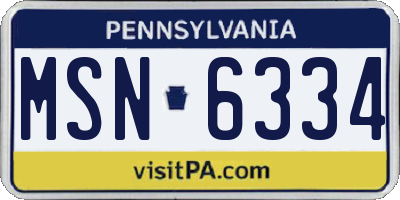 PA license plate MSN6334