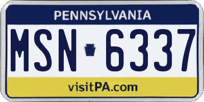 PA license plate MSN6337