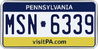 PA license plate MSN6339