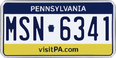 PA license plate MSN6341