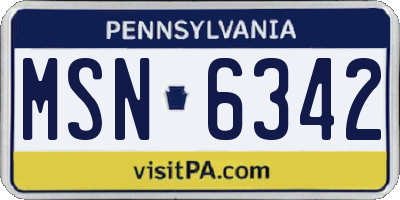 PA license plate MSN6342