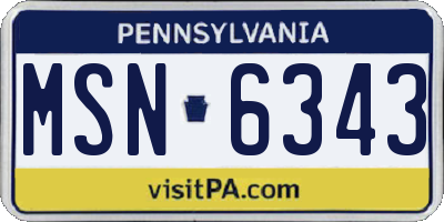 PA license plate MSN6343