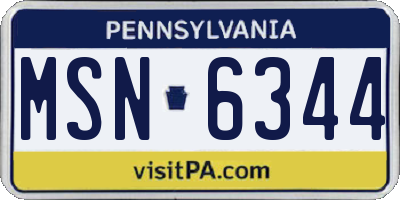 PA license plate MSN6344