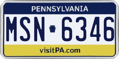 PA license plate MSN6346