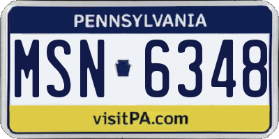 PA license plate MSN6348