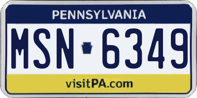 PA license plate MSN6349