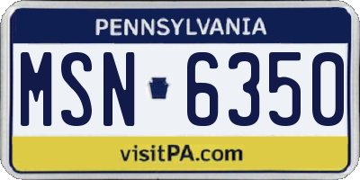 PA license plate MSN6350