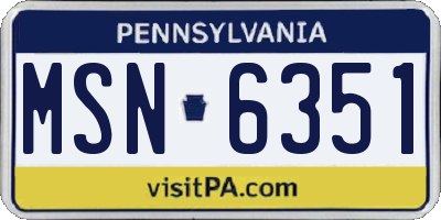 PA license plate MSN6351