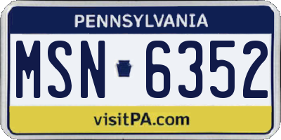PA license plate MSN6352