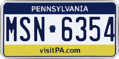 PA license plate MSN6354