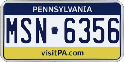 PA license plate MSN6356