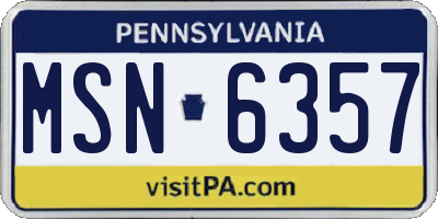 PA license plate MSN6357