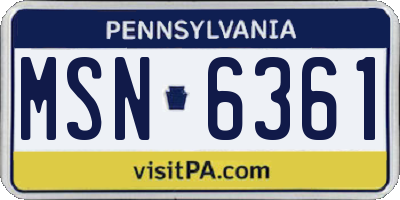 PA license plate MSN6361