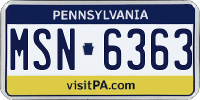 PA license plate MSN6363