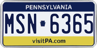 PA license plate MSN6365
