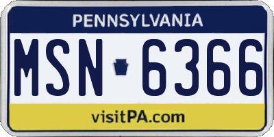 PA license plate MSN6366