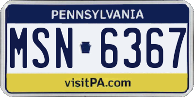 PA license plate MSN6367