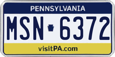 PA license plate MSN6372
