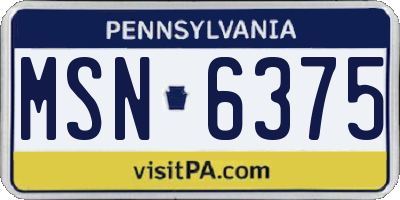 PA license plate MSN6375