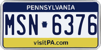 PA license plate MSN6376