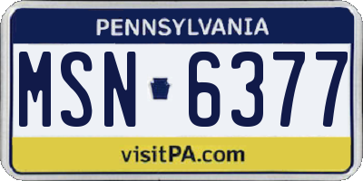 PA license plate MSN6377