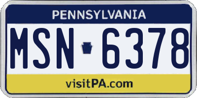 PA license plate MSN6378