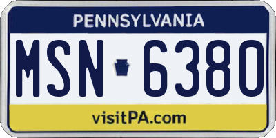 PA license plate MSN6380