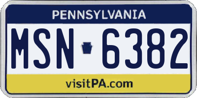 PA license plate MSN6382