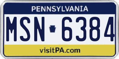 PA license plate MSN6384