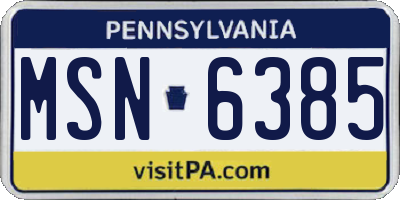 PA license plate MSN6385