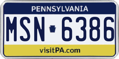 PA license plate MSN6386
