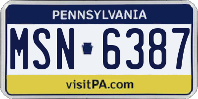 PA license plate MSN6387