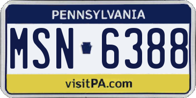 PA license plate MSN6388