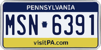 PA license plate MSN6391
