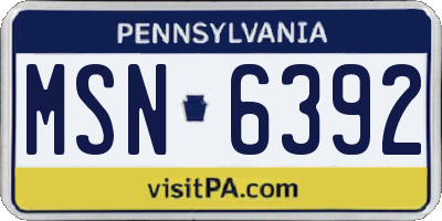 PA license plate MSN6392