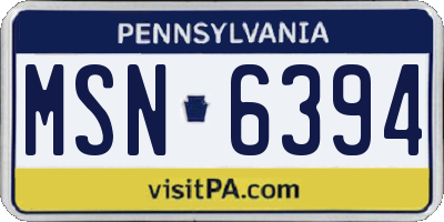 PA license plate MSN6394