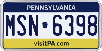 PA license plate MSN6398