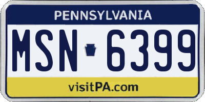 PA license plate MSN6399