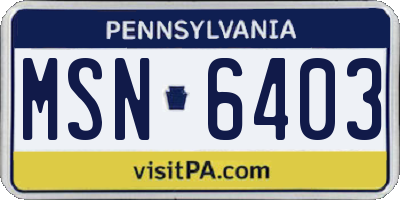 PA license plate MSN6403