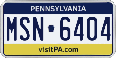 PA license plate MSN6404
