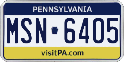 PA license plate MSN6405