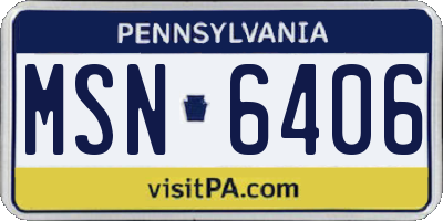 PA license plate MSN6406