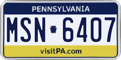 PA license plate MSN6407