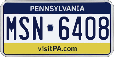 PA license plate MSN6408
