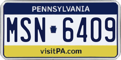 PA license plate MSN6409