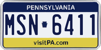 PA license plate MSN6411