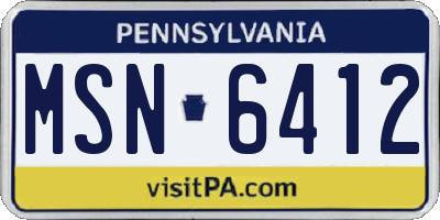 PA license plate MSN6412