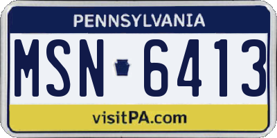 PA license plate MSN6413