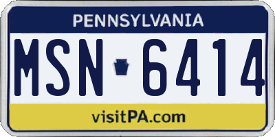 PA license plate MSN6414