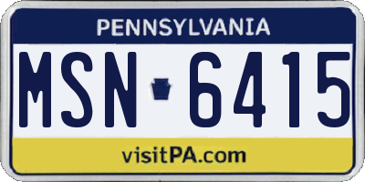 PA license plate MSN6415